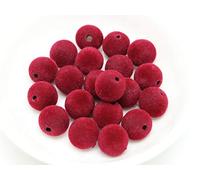 100 perline rotonde in velluto acrilico da 10 mm per la creazione di gioielli, girocollo, collane, nappe - (Colore: rosso vinaccia)