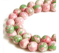 100 perline rotonde sfuse da 8 mm verde rosso a forma di fiore di pioggia, pietre preziose naturali, per artigianato e creazione di gioielli