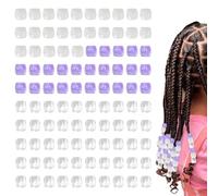 100 perline trasparenti per capelli per bambine, trecce jumbo, grandi, grandi, accessori fai da te, per trecce e trecce, decorazioni quotidiane (bianco, viola, trasparente)