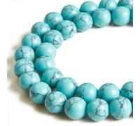 100 perline turchesi blu da 6 mm, pietre preziose naturali, perline rotonde sfuse per fai da te e creazione di gioielli