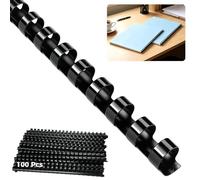 100 pettini per rilegatura in plastica, diametro 1,27 cm, 21 anelli, dorsi per documenti A4, capacità 80 fogli, rapporti, manuali, album fotografici, forniture per ufficio, nero