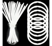 100 pezzi - 20 cm Bastoncini luminosi bianchi - Gadget per feste con luci al neon per Natale, Ognissanti e altro - Perfetto per carnevali, matrimoni e compleanni, Gadget con bastoncini luminosi bianch