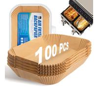 100 Pezzi 22x14cm Fogli Carta Forno Rettangolare per Friggitrice ad Aria Doppio Cestello, Teglia Air Fryer Accessori Compatibile con Ninja Dual Zone Double Stack e Altri Doppio Zona Airfryer