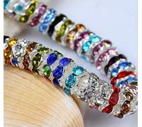 100 pezzi 4/6/8/10 mm perline di C di metallo strass rondelle distanziali per la creazione di gioielli bracciale collana accessori fai da te - colore 14-6 mm 100 pezzi
