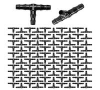 100 Pezzi 4/7 mm Spinato Tee Connettori, VooGenzek T Barb Hose Giunto per Irrigazione a Goccia, Connettore Tubo a T per 4/7mm Sistema di Irrigazione, Tee Connettori Gocciolamento per Prato, Giardino