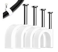 100 Pezzi 4 Diverse Dimensioni fermacavi,ferma cavi adesivo,fermacavi muro, Rotondi Graffette Clip,per Gestione dei Cavi Elettrici, cavi Ethernet, cavi telefonici, USB(Bianchi,4mm,6mm,8mm,10mm)