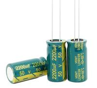 100 pezzi 47UF 68UF 2200UF 3300UF 450V 400V 50V 16V 16 * 25MM 16 * 30MM condensatore elettrolitico in alluminio ad alta frequenza e bassa impedenza(2200UF 50V)