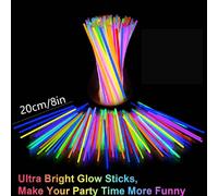 100 pezzi/50 pezzi/10 pezzi - Bastoncini luminosi per adulti, set per feste: 100 pezzi set di bastoncini luminosi, 7 colori, include collane luminose, palline a fiore, occhiali luminosi e connettori t