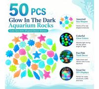 100 pezzi/50 pezzi/10 pezzi Pietre decorative per acquario, fluorescenti e luminose, a forma di creature marine carine, adatte per acquario, giardino, stagno, artigianato, decorazione colorata per acq