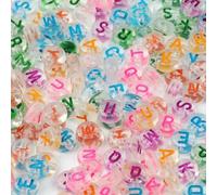 100 pezzi 7 mm trasparenti colorate lettere AZ perline acriliche rotonde piatte perline distanziatrici vocali per la creazione di gioielli fai da te bracciale collana - misto - 400 pezzi