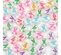 100 pezzi 7 mm trasparenti colorate lettere AZ perline acriliche rotonde piatte perline distanziatrici vocali per la creazione di gioielli fai da te bracciale collana-V-500 pezzi