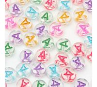 100 pezzi 7 mm trasparenti colorate lettere AZ perline acriliche rotonde piatte perline distanziatrici vocali per la creazione di gioielli fai da te bracciale collana-A-400 pezzi