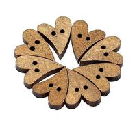 100 pezzi a 2 fori, in legno marrone e legno, a forma di cuore, 16 x 13,5 x 3 mm, per cucito professionale