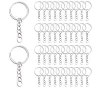 100 Pezzi Anelli Portachiavi con Catena,25 mm Portachiavi in Metallo,Key Chains,per Artigianali Porta Chiavi Mestieri Lavori di Bricolage