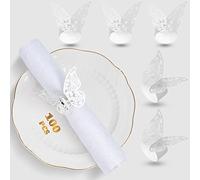 100 Pezzi Anelli Portatovagliolo,Anelli di Tovagliolo 3D Farfalla di Carta,Portatovaglioli da Tavola,Anelli per tovaglioli per Compleanno Matrimonio Banchetto Nascita(Argento)