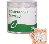 100 Pezzi Asciugamani Compressi Monouso 24 * 24 CM Asciugamano usa e getta Anallergiche e Biodegradabili Accessori Viaggio Utili Magico in Tessuto Morbido(Bianco,N)