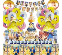 100 Pezzi Bella e La Bestia Piatti E Bicchieri Di Carta Feste, Tovaglioli, Tovaglie, Striscioni, Bella e La Bestia Palloncini Di Compleanno, Feste Compleanno