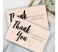 100 pezzi Biglietti di ringraziamento in carta morbida o più spessa "Grazie per aver supportato la mia piccola attività" - Adatti per rivenditori online, apprezzamento dei clienti e inserti per imball