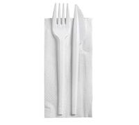 100 pezzi BIS POSATE MONOUS. forchetta coltello plastica + Tovagliolo