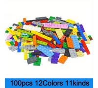 100 pezzi/Borsa 12 Forme di Mattoncini, Mattoncini a Forma di Puntini Sottili, Colori Vivaci, Giocattoli Educativi e Creativi, Dimensioni Adatte, Compatibili con Piccole Particelle, Adatti per Bambini