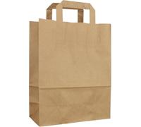 100 pezzi - Borsa di carta - Borse per il trasporto BIO Nature Kraft - Borsa di carta con manico - Borsa per il trasporto marrone - Sacchetti di carta - Sacchetti di carta - Manico piatto -Dimensioni: