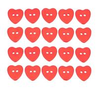 100 Pezzi Bottone Cuore Rosso in Resina a Due Fori Decorazioni | Progetti Creativi, per Abbellire Maglieria e Cartoncini, Finitura Liscia, Colore Acceso