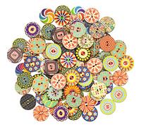 100 Pezzi Bottoni in Legno Rotondo Misto Bottoni Colorati Vintage per Cucito,DIY,Decorativo(20mm)