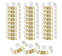 100 Pezzi Braccialetti VIP, Monouso Braccialetti di Carta Impermeabili per Eventi, Braccialetti da Polso Braccialetti Identificativi per Feste Festival Concerti Fiere e Parchi Acquatici (Oro)