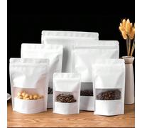 100 pezzi Buste in carta kraft bianca con finestra trasparente, adatte per prodotti secchi, noci, cereali, tè, confezioni regalo per le vacanze 14*20+4 cm,16*24+4 cm,9*14+3 cm,10*15+3 cm,12*20+4 cm,15