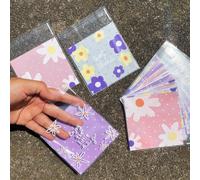 100 pezzi Buste regalo in OPP con motivo a fiori e pois viola e rosa, adatte per , sacchetti per feste, San Valentino Tagli UnicaLettere,PiantePolipropilene