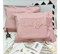 100 pezzi Buste rosa con scritta "GRAZIE", borse per imballaggio multiuso semplici con slogan, grafiche e testo, adatte per scuola, ufficio e confezioni regalo 15*23+4 (100 PZ),20*26+4 (100 PZ),25*35+