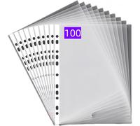 100 Pezzi Buste Trasparenti Anelli A4,Cartelline Trasparenti A4 in PP, 0.06Mm,Im
