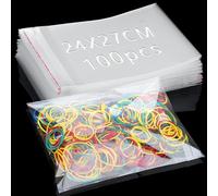 100 Pezzi Bustine Trasparenti Adesive Sacchetti Cellophane 27x24cm Bustine Richiudibili Sacchetto per Alimenti Bustine Confetti Trasparenti per Caramelle Biscotti Matrimoni Biscotti Pasqua Natale