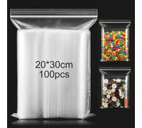 100 Pezzi Bustine Trasparenti Richiudibili, 20x30cm Sacchetti Plastica | Sacchetti Alimenti Richiudibili, Riutilizzabile Buste Plastica, Bustine Trasparenti per Gioielli, Alimenti, Frutta Secca