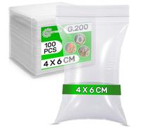 100 Pezzi Bustine Trasparenti Richiudibili 4 x 6 cm PE - Food Safe - Sacchetti Richiudibili con Zip per Confetti Caramelle Natalizie - Spessore 0,05 mm G.200 - ONIX TECH