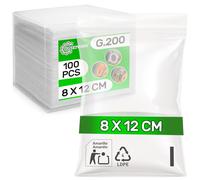 100 Pezzi Bustine Trasparenti Richiudibili 8 x 12 cm LDPE - Food Safe - Buste Plastica Richiudibili con Zip per Confetti Congelatore Caramelle - Spessore 0,05 mm G.200 - ONIX TECH