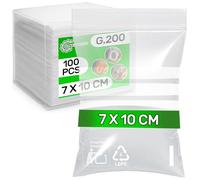 100 Pezzi Bustine Trasparenti Richiudibili con Bande Bianche 7 x 10 cm PE - Food Safe - Sacchetti Richiudibili con Zip per Confetti Congelatore Caramelle - Spessore 0,05 mm G.200 - ONIX TECH
