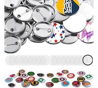 100 pezzi Button Maker Supplies, 1,25 pollici/32 mm Pin Kit per macchina, set di badge in metallo con cover posteriore e pellicola trasparente