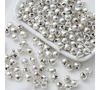 100 Pezzi Campanelle Natalizie, Campanellini Sonagli Piccoli, Campane per Animali Domestici, 12mm Mini Campanello, Accessori Art Craft per Fai Da Te Decora Natalizie e Festa (Argento)