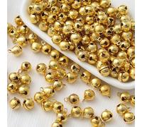 100 Pezzi Campanelle Natalizie, Campanellini Sonagli Piccoli, Campane per Animali Domestici, 12mm Mini Campanello, Accessori Art Craft per Fai Da Te Decora Natalizie e Festa (Oro)