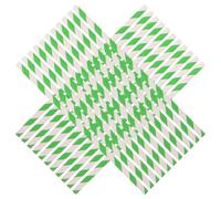 100 Pezzi Cannucce di Carta a Strisce Verdi, Dritte, Decorative | Leggere e Portatili, Carta Resistente, Tocco Decorativo, per Picnic All'aperto e Occasioni Esterne