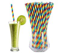 100 Pezzi Cannucce di Carta Arcobaleno,Biodegradabile Carta a Strisce Colorato Cannuccia per Bere,Riciclabile Cannucce per Bere della Feste Orgoglio per Cocktail Succhi di Frutta Compleanno Matrimonio