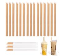 100 Pezzi Cannucce di Carta, Cannucce di Tè a Bolle, Cannucce di Carta Kraft, Cannucce di Carta, Compostabili Cannucce di Carta, Biodegradabile, per Tè Al Latte, Milkshake, Perle, Frullati