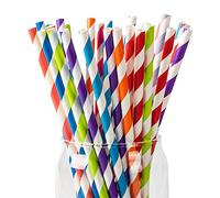 [100 Pezzi] Cannucce di carta per feste 10 colori assortiti, 6x210mm Cannucce colorate per bambini, matrimoni, succo Celebrazioni e Feste