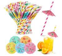 100 Pezzi Cannucce per Cocktail,Cannucce con Ombrellini Decorazioni per cocktail,Ombrellini cannucce Cocktail per Frullati,Succhi,Cocktail e Bevande Calde