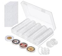 100 Pezzi Capsule di Monete, 30 mm Custodie Per Monete in Plastica, Scatola Portamonete, Trasparente Rotondo Scatola Portamonete con 100 Guarnizione in Schiuma, 5 Dimensioni (17/20/25/27/30mm)