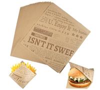 100 Pezzi Carta Alimentare 18x18cm per Panini, Snack, Hamburger - Sacchetti con Stampa Oldnews per Patatine