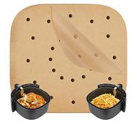 100 Pezzi Carta forno per Friggitrice ad aria,Carta Pergamena Fodera,Realizzato con Pasta di Legno Cruda,Carta per Friggitrice Ad Aria Quadrata,21.6cm Carta Pergamena Perforata per Vapore Friggitrice