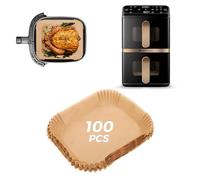 100 Pezzi Carta Forno per Philips Airfryer Serie 4000, Friggitrice ad Aria Doppio Cestello Verticale da 10L, Carta da Forno per Accessori per Philips Airfryer NA460/00 Carta da Cucina per Air Fryer