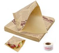 100 pezzi carta per fritti 15x15 cm sacchetti per hamburger carta oleata per alimenti carta alimentare Apertura laterale carta fritti Adatto per hamburger e patatine fritte